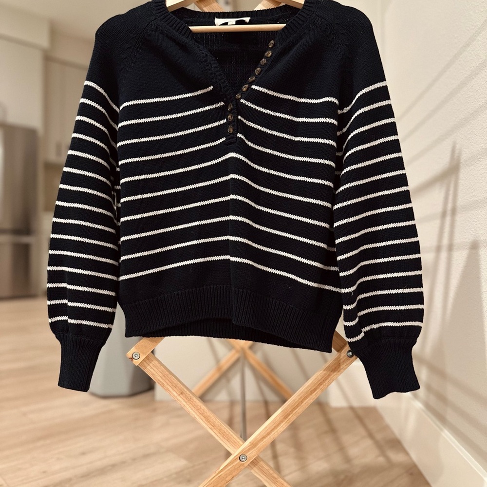 Sezane Leontine Jumper in Navy / Ecru